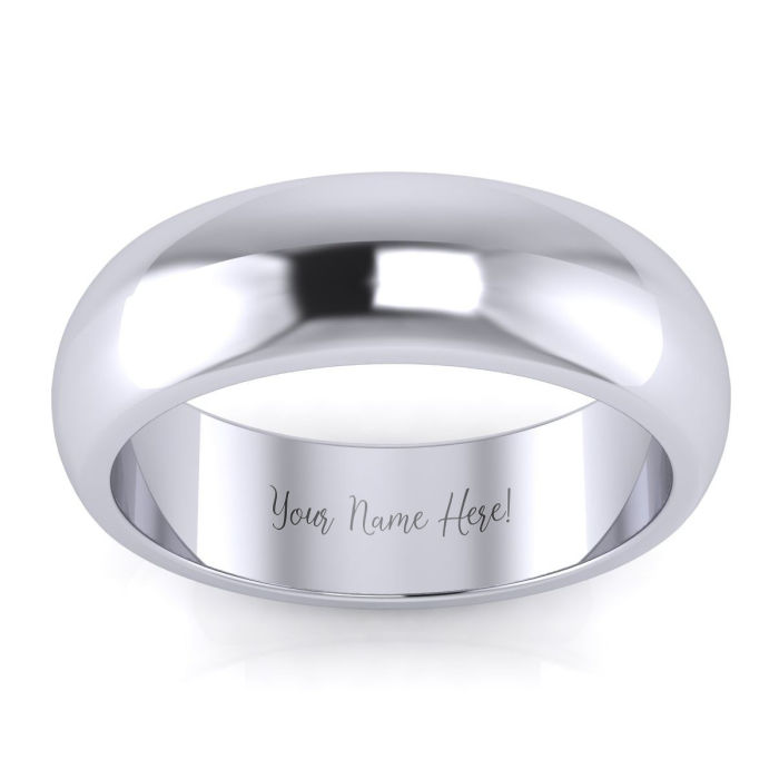 Platinum 6MM Ladies and Mens Wedding Band Size 13 Free Engraving